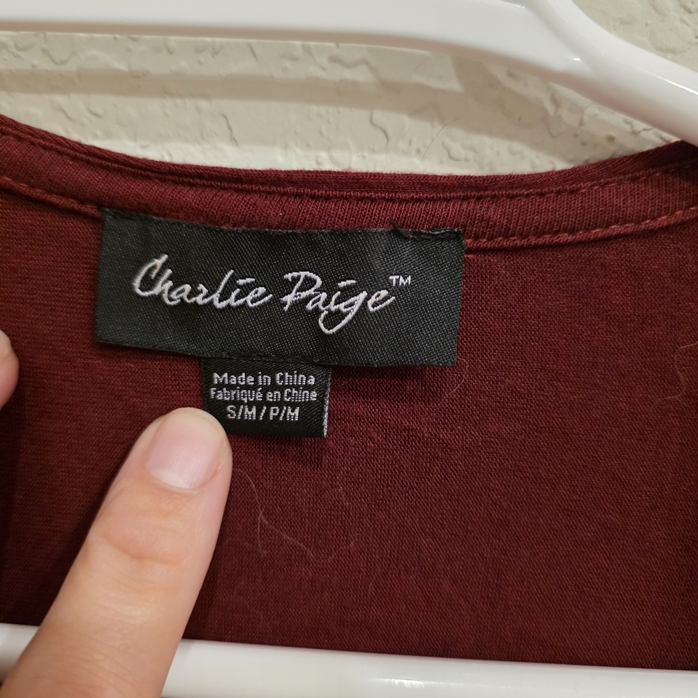 Charlie Paige Deep Wine Knit Top
